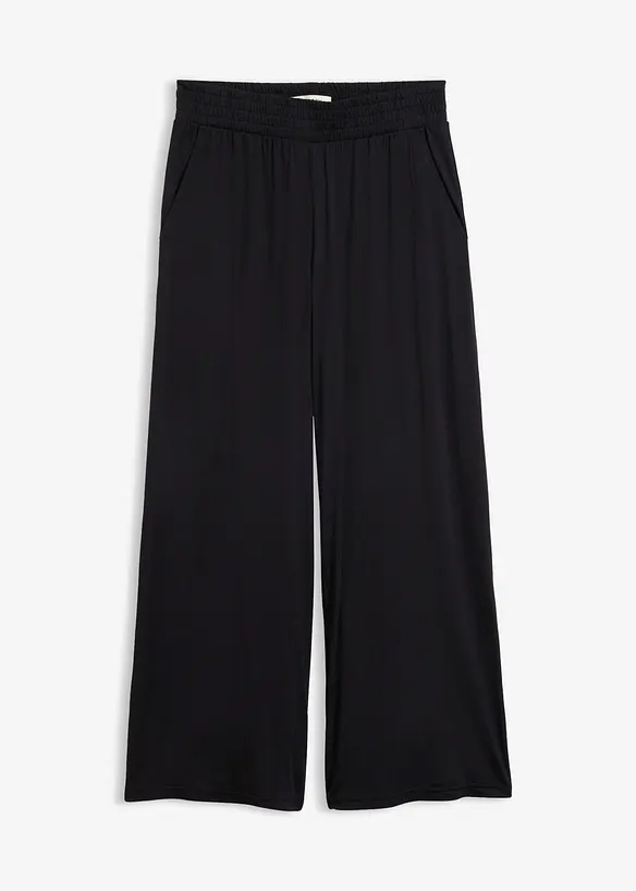 Jersey-Hose aus fließendem Viskose-Mix, 7-8-Länge in schwarz von vorne - bonprix