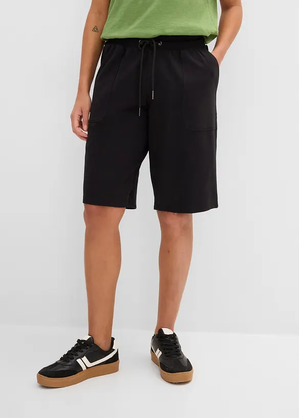 Sweat-Bermuda aus reiner Baumwolle in schwarz von vorne - bonprix Sweat-Bermuda aus reiner Baumwolle in schwarz von vorne - bonprix