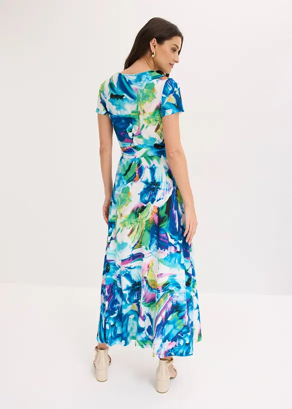 Kurzarm-Maxikleid in blau von hinten (Totalaufnahme) - bonprix Kurzarm-Maxikleid in blau von hinten (Totalaufnahme) - bonprix