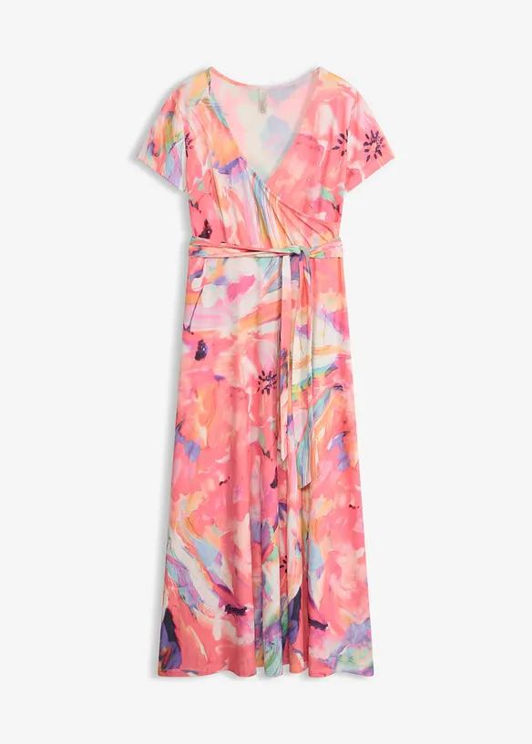 Kurzarm-Maxikleid in pink von vorne - bonprix
