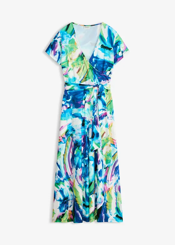 Kurzarm-Maxikleid in blau von vorne - bonprix Kurzarm-Maxikleid in blau von vorne - bonprix