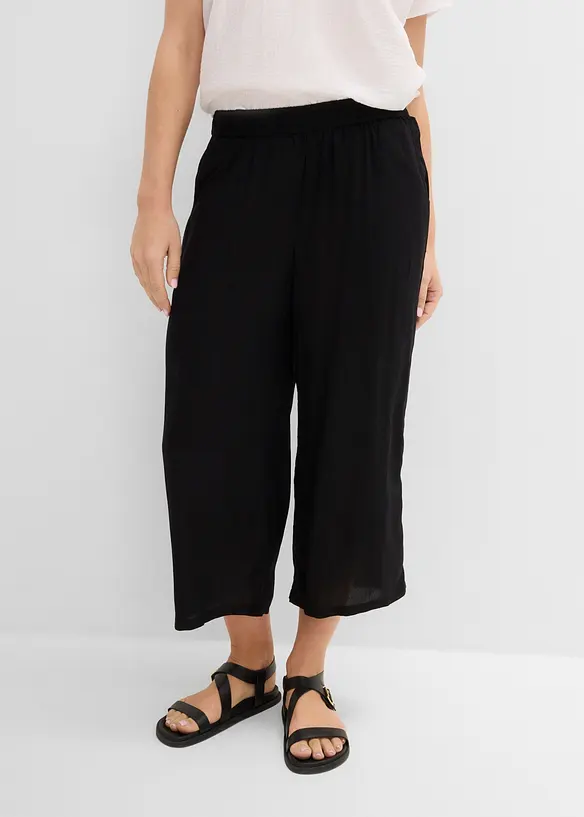 3/4-Hose aus fließender Viskose in schwarz von vorne - bonprix 3/4-Hose aus fließender Viskose in schwarz von vorne - bonprix