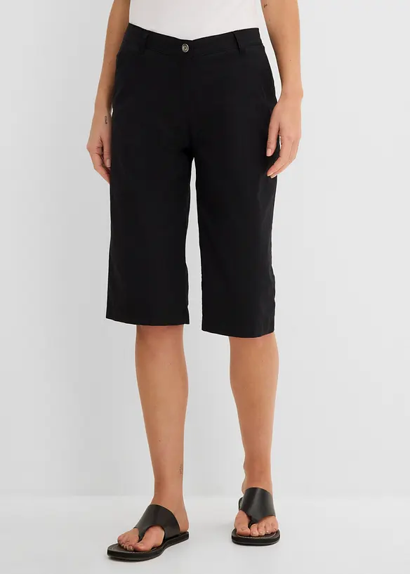 Long-Bermuda aus Baumwoll-Mix in schwarz von vorne - bonprix Long-Bermuda aus Baumwoll-Mix in schwarz von vorne - bonprix