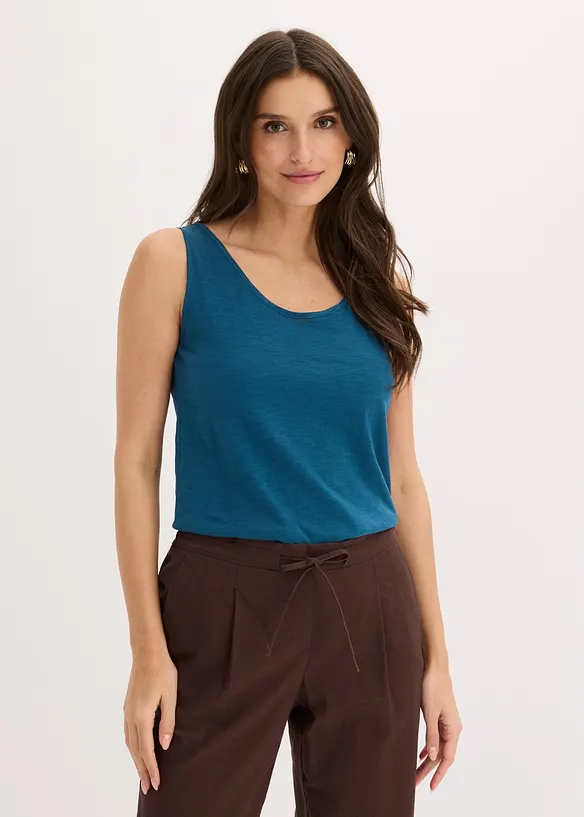 Jersey-Top aus reiner Bio-Baumwolle in petrol von vorne (im Anschnitt) - bonprix Jersey-Top aus reiner Bio-Baumwolle in petrol von vorne (im Anschnitt) - bonprix