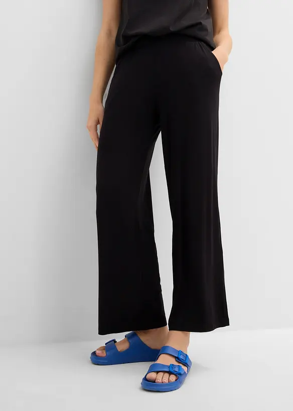 Jersey- Hose aus fließendem Viskose-Mix in schwarz von vorne - bonprix Jersey- Hose aus fließendem Viskose-Mix in schwarz von vorne - bonprix