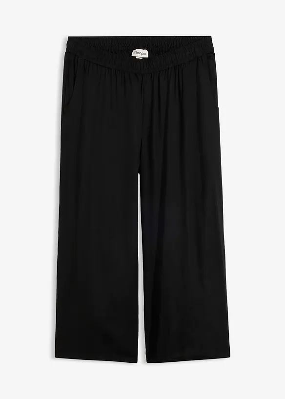 3/4-Hose aus fließender Viskose in schwarz von vorne - bonprix 3/4-Hose aus fließender Viskose in schwarz von vorne - bonprix
