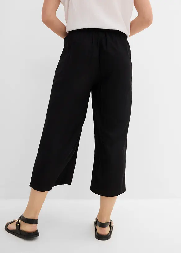 3/4-Hose aus fließender Viskose in schwarz von hinten - bonprix 3/4-Hose aus fließender Viskose in schwarz von hinten - bonprix
