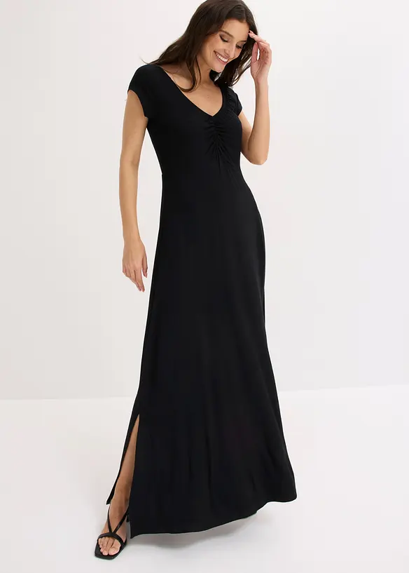 Maxikleid aus Viskose-Mix in schwarz von vorne (Totalaufnahme) - bonprix Maxikleid aus Viskose-Mix in schwarz von vorne (Totalaufnahme) - bonprix