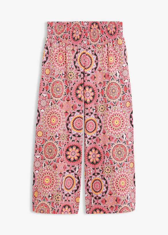 Weite Jersey-Culotte mit breitem Smockbund, 7/8-Länge in schwarz von vorne - bonprix