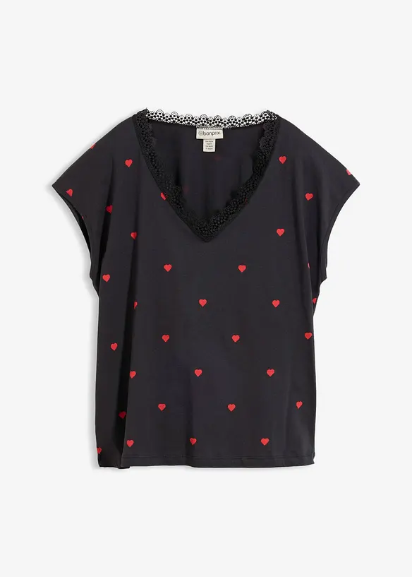 Shirt aus reiner Baumwolle in schwarz von vorne - bonprix Shirt aus reiner Baumwolle in schwarz von vorne - bonprix