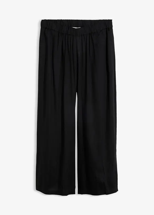 Weite Culotte aus fließender Viskose in schwarz von vorne - bonprix Weite Culotte aus fließender Viskose in schwarz von vorne - bonprix