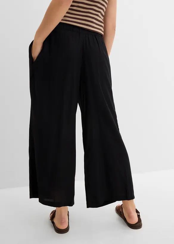 Weite Culotte aus fließender Viskose in schwarz von hinten - bonprix Weite Culotte aus fließender Viskose in schwarz von hinten - bonprix