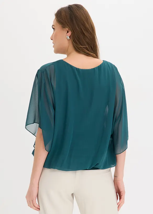 Chiffonbluse mit Fledermausärmel in grün von hinten (im Anschnitt) - bonprix Chiffonbluse mit Fledermausärmel in grün von hinten (im Anschnitt) - bonprix