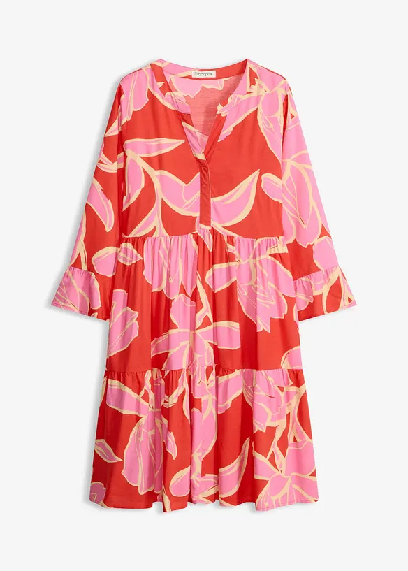 Tunika-Kleid aus fließender Viskose in rot von vorne - bonprix Tunika-Kleid aus fließender Viskose in rot von vorne - bonprix