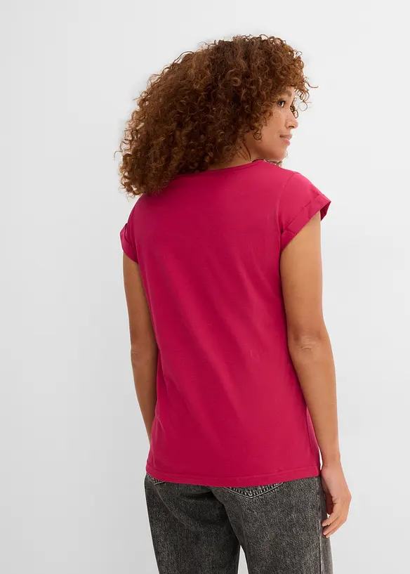 T-Shirt aus reiner Baumwolle in pink von hinten (im Anschnitt) - bonprix
