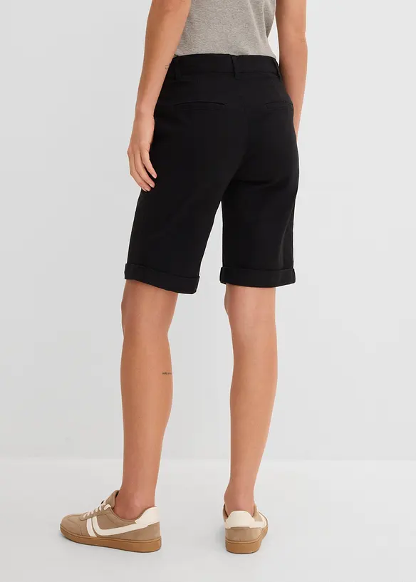 Bermuda aus elastischem Baumwoll-Mix in schwarz von hinten - bonprix