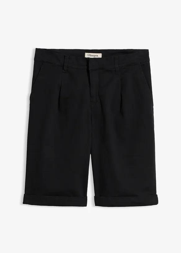 Bermuda aus elastischem Baumwoll-Mix in schwarz von vorne - bonprix