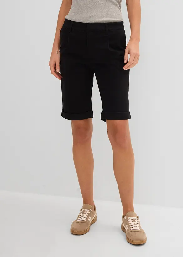 Bermuda aus elastischem Baumwoll-Mix in schwarz von vorne - bonprix