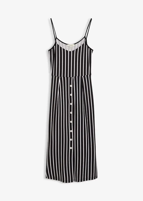 Midikleid aus elastischem Viskose-Mix in schwarz von vorne - bonprix