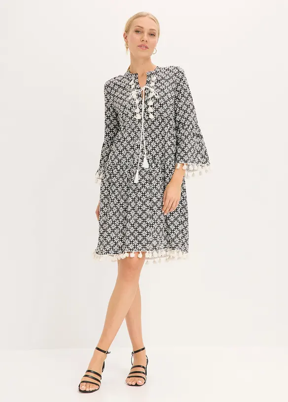 Tunika-Kleid aus softer Viskose in schwarz von vorne (Totalaufnahme) - bonprix