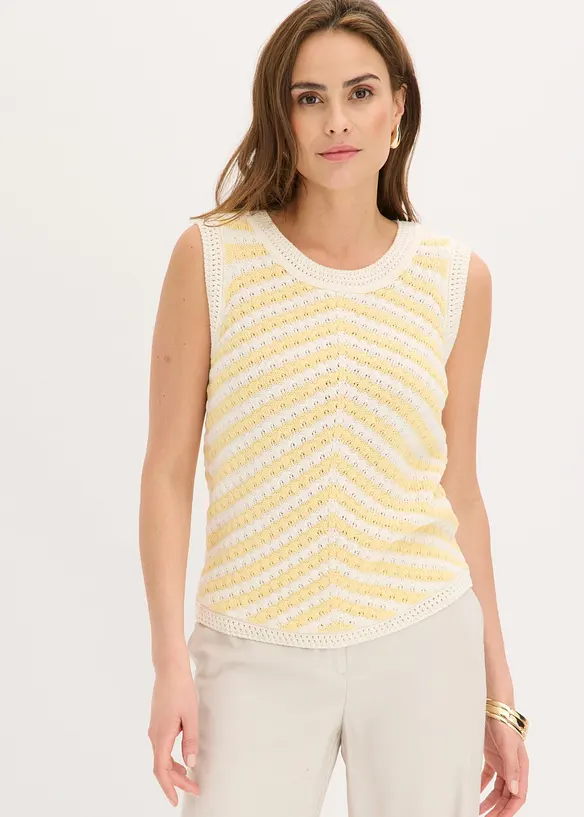 Stricktop in gelb von vorne (im Anschnitt) - bonprix Stricktop in gelb von vorne (im Anschnitt) - bonprix