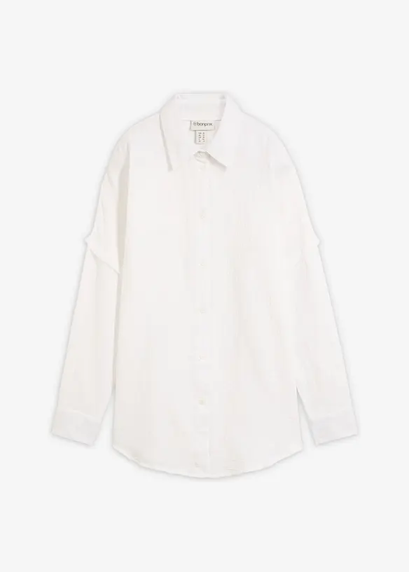 Oversize-Hemd aus luftigem Musselin in weiß von vorne - bonprix