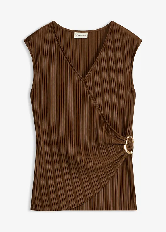 Shirt aus strukturiertem Plissee in braun von vorne - bonprix Shirt aus strukturiertem Plissee in braun von vorne - bonprix