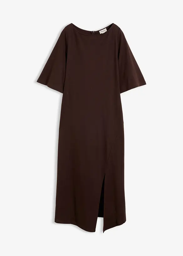 Jerseykleid aus reiner Bio-Baumwolle in braun von vorne - bonprix