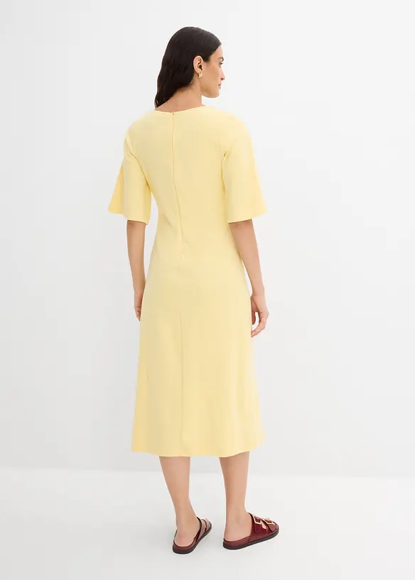 Jerseykleid aus reiner Bio-Baumwolle in gelb von hinten (Totalaufnahme) - bonprix