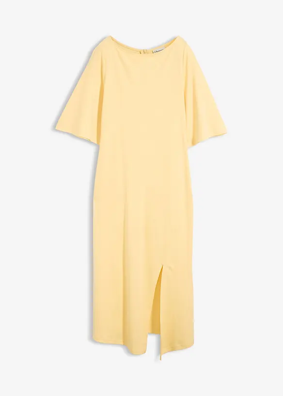 Jerseykleid aus reiner Bio-Baumwolle in gelb von vorne - bonprix