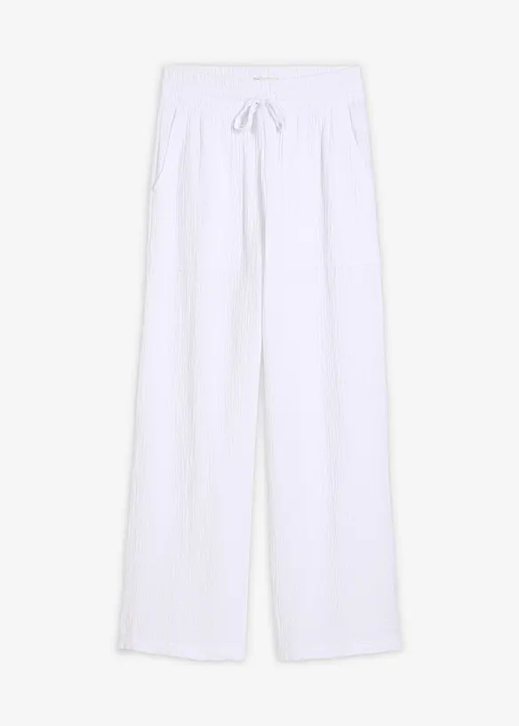 Hose aus luftigem Musselin in weiß von vorne - bonprix Hose aus luftigem Musselin in weiß von vorne - bonprix