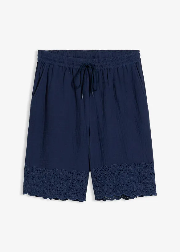 Bermuda aus luftigem Musselin in blau von vorne - bonprix Bermuda aus luftigem Musselin in blau von vorne - bonprix