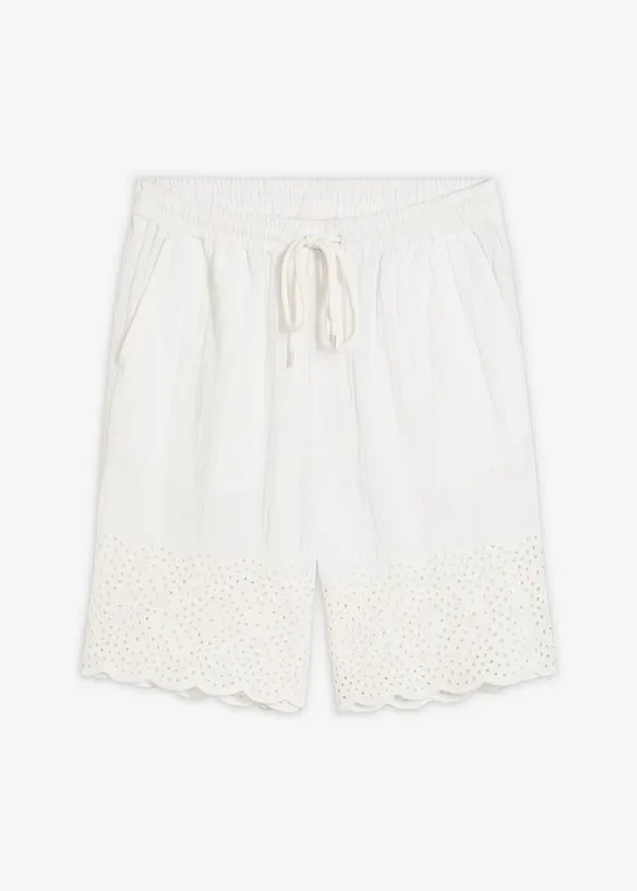 Bermuda aus luftigem Musselin in weiß von vorne - bonprix Bermuda aus luftigem Musselin in weiß von vorne - bonprix