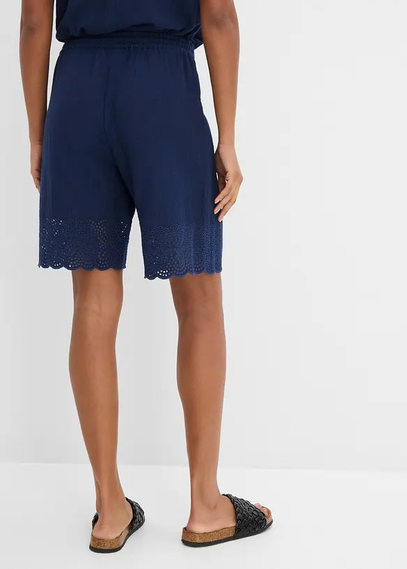 Bermuda aus luftigem Musselin in blau von hinten - bonprix Bermuda aus luftigem Musselin in blau von hinten - bonprix