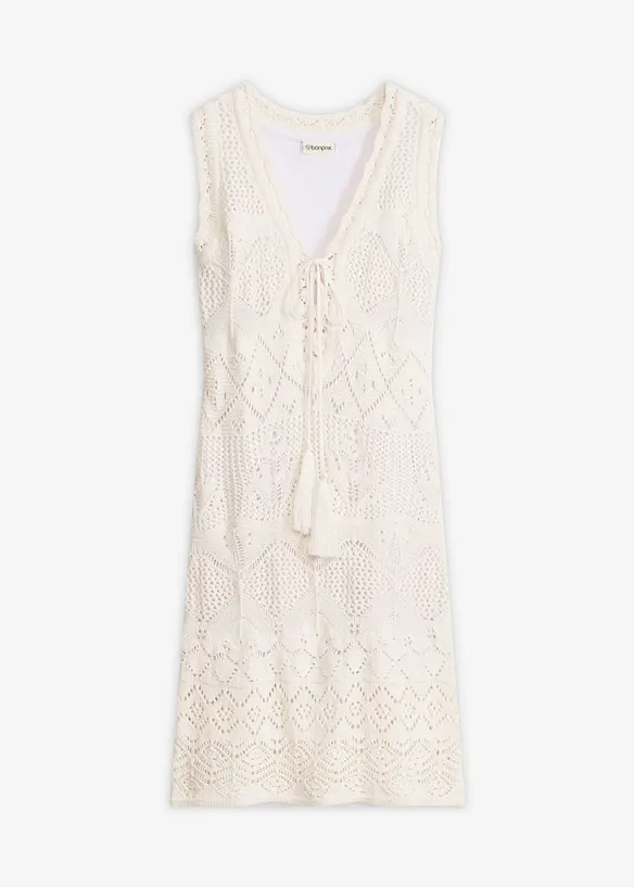 Strickkleid aus Baumwoll-Mix in weiß von vorne - bonprix Strickkleid aus Baumwoll-Mix in weiß von vorne - bonprix
