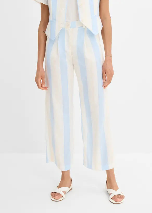 Palazzo-Hose in Leinen-Optik in weiß von vorne - bonprix Palazzo-Hose in Leinen-Optik in weiß von vorne - bonprix