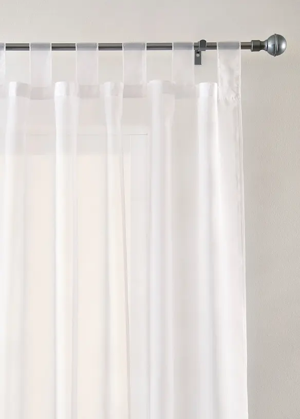 Transparente Gardine aus feinem Voile (2er Pack) in silber (Detailaufnahme) - bonprix