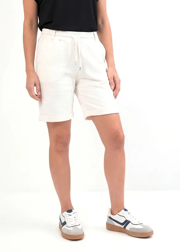 Sweat-Bermuda aus reiner Bio-Baumwolle in weiß von vorne - bonprix