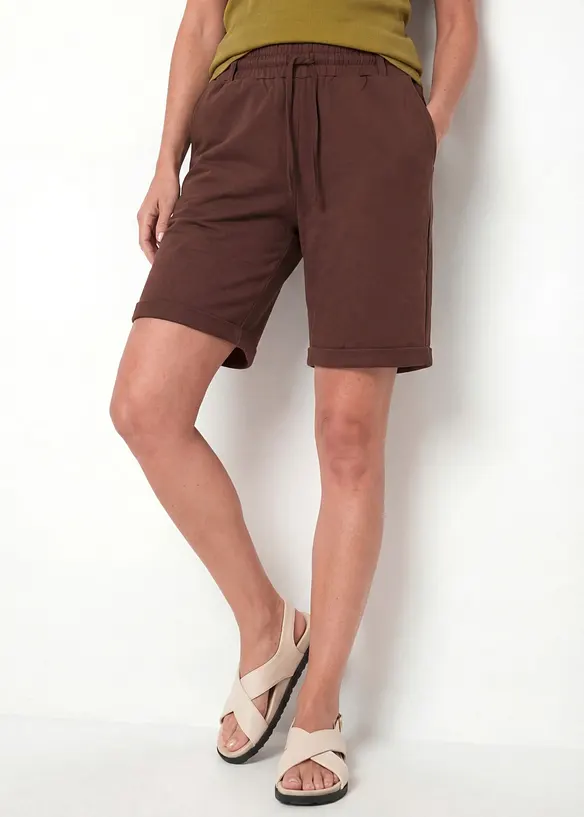 Sweat-Bermuda aus reiner Bio-Baumwolle in braun von vorne - bonprix Sweat-Bermuda aus reiner Bio-Baumwolle in braun von vorne - bonprix