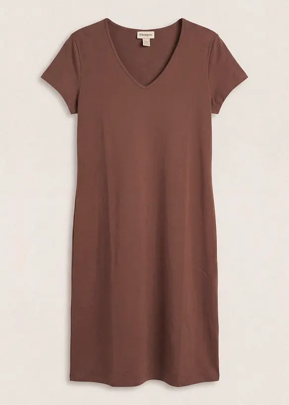 Shirtkleid aus elastischem Baumwoll-Mix in braun von vorne - bonprix Shirtkleid aus elastischem Baumwoll-Mix in braun von vorne - bonprix