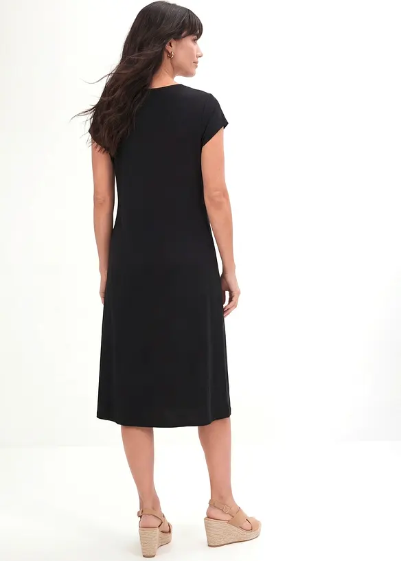 Shirtkleid aus elastischem Baumwoll-Mix in schwarz von hinten (Totalaufnahme) - bonprix Shirtkleid aus elastischem Baumwoll-Mix in schwarz von hinten (Totalaufnahme) - bonprix