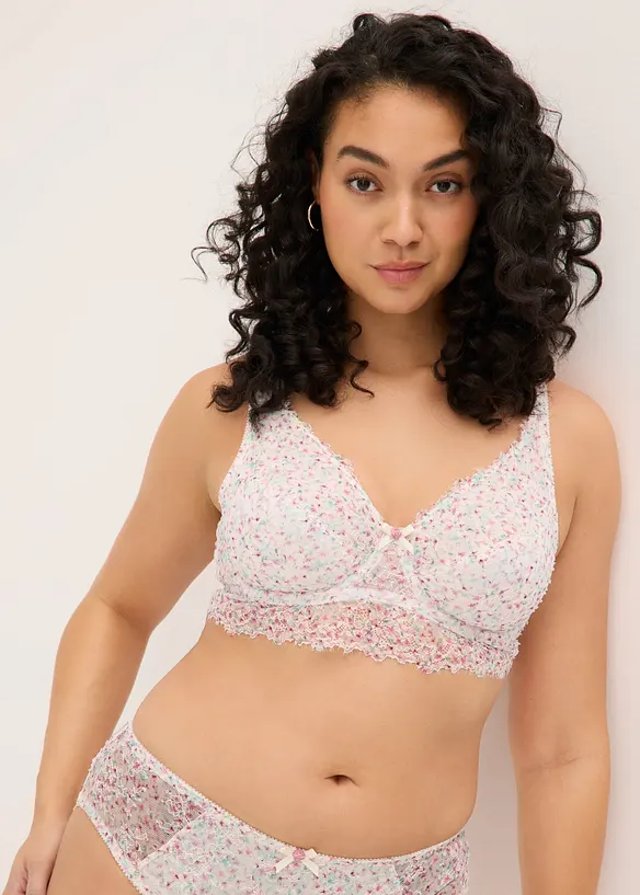 Minimizer-BH aus zarter Spitze in weiß von vorne (im Anschnitt) - bonprix
