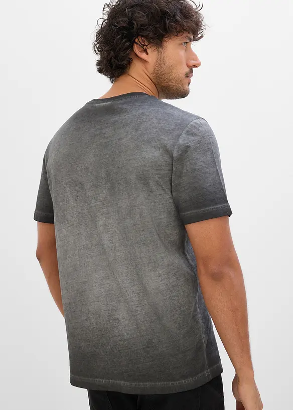 T-Shirt in gewaschener Optik aus reiner Bio-Baumwolle in grau von hinten (im Anschnitt) - bonprix