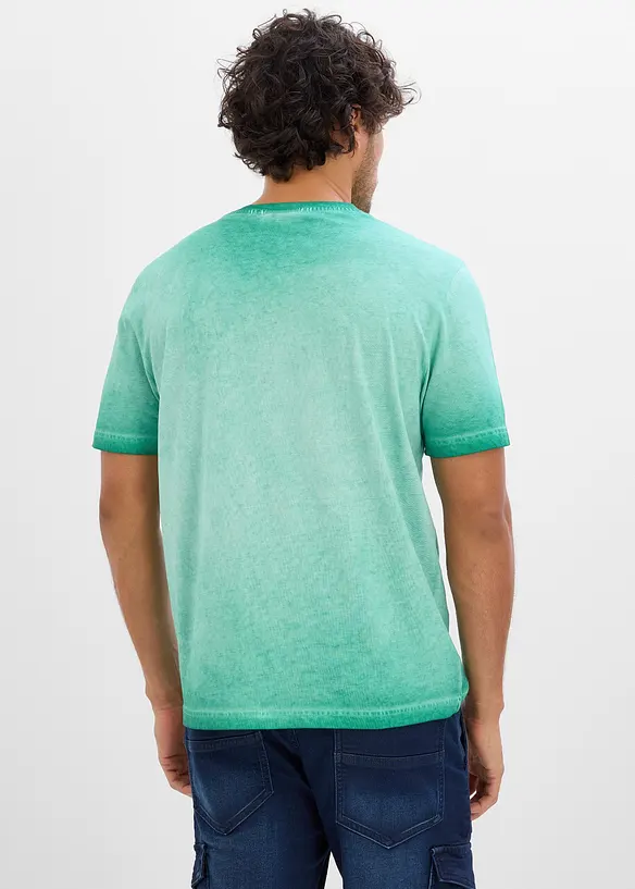 T-Shirt in gewaschener Optik aus Bio-Baumwolle in grün von hinten (im Anschnitt) - bonprix