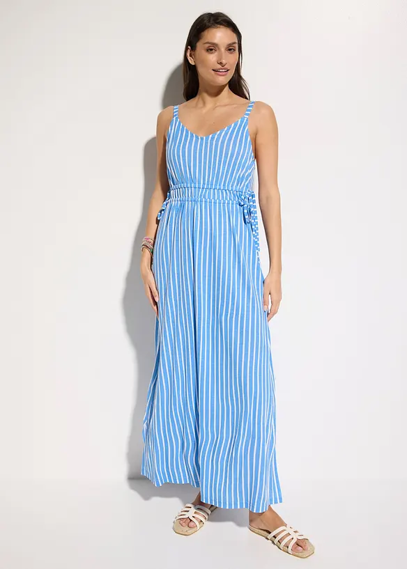 Strandkleid aus fließender Viskose in blau von vorne (Totalaufnahme) - bonprix Strandkleid aus fließender Viskose in blau von vorne (Totalaufnahme) - bonprix