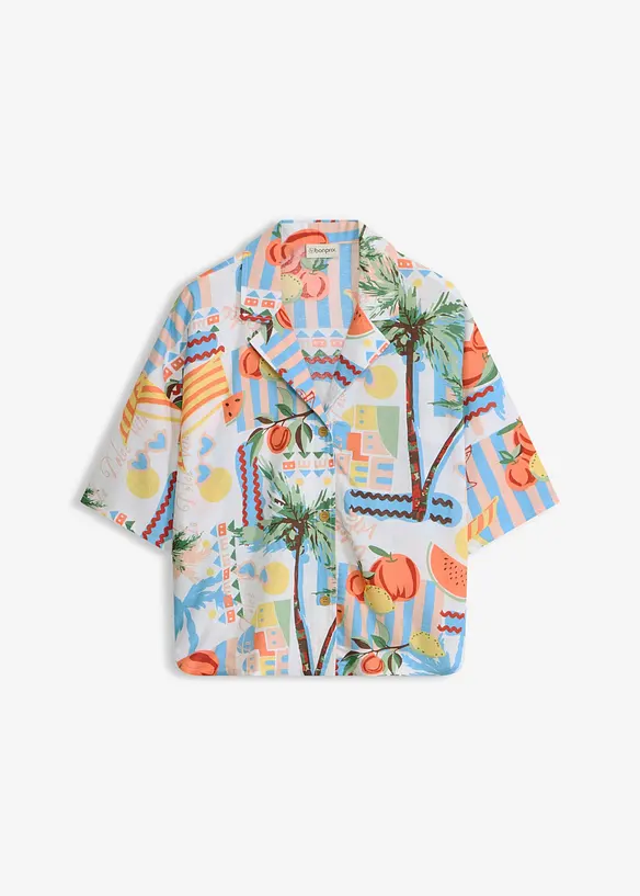 Strandbluse fließendem Viskose-Mix in weiß von vorne - bonprix Strandbluse fließendem Viskose-Mix in weiß von vorne - bonprix