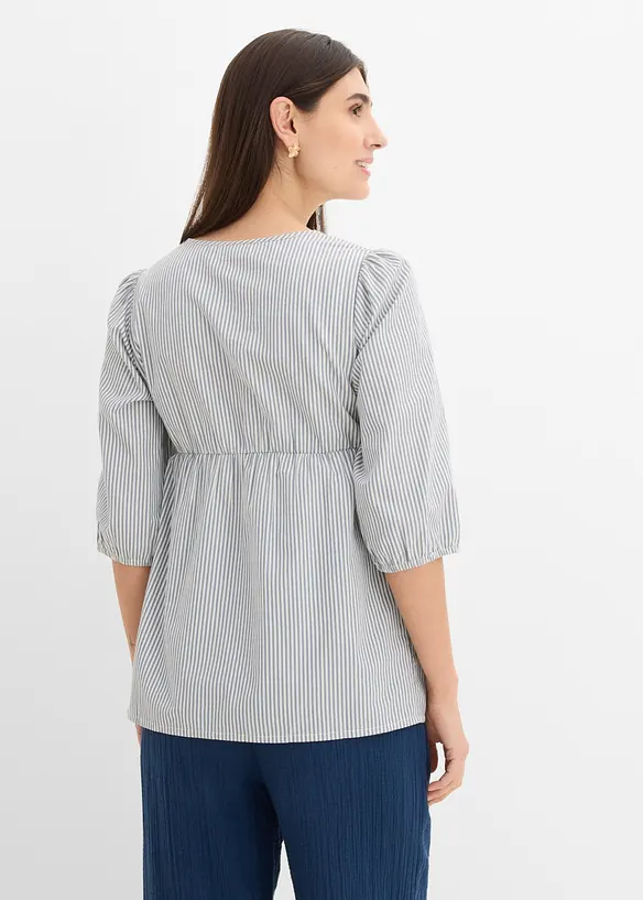 Leichte Umstandsbluse aus gewebter Bio-Baumwolle in weiß von hinten (im Anschnitt) - bonprix