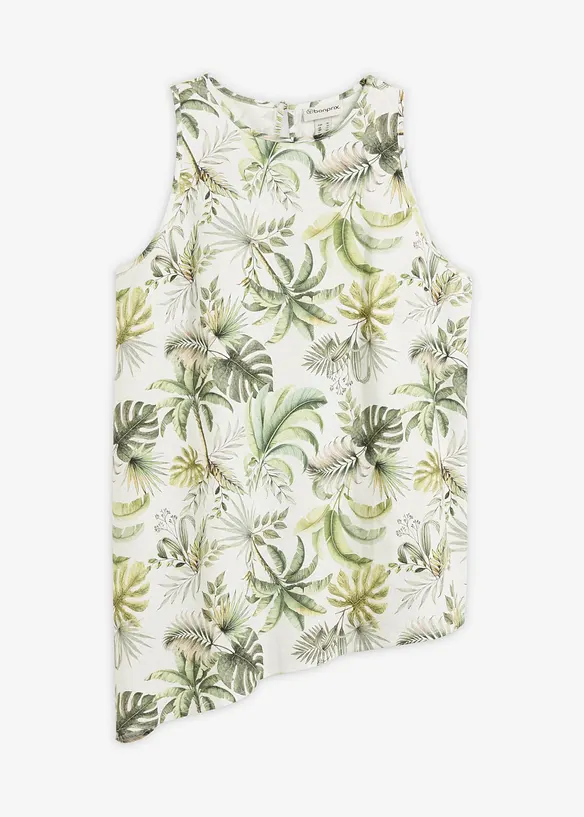Bedruckte Bluse aus Leinen-Mix in weiß von vorne - bonprix