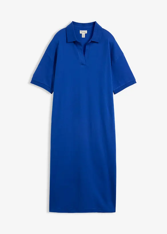 Polo Midikleid aus reiner Bio-Baumwolle in blau von vorne - bonprix Polo Midikleid aus reiner Bio-Baumwolle in blau von vorne - bonprix