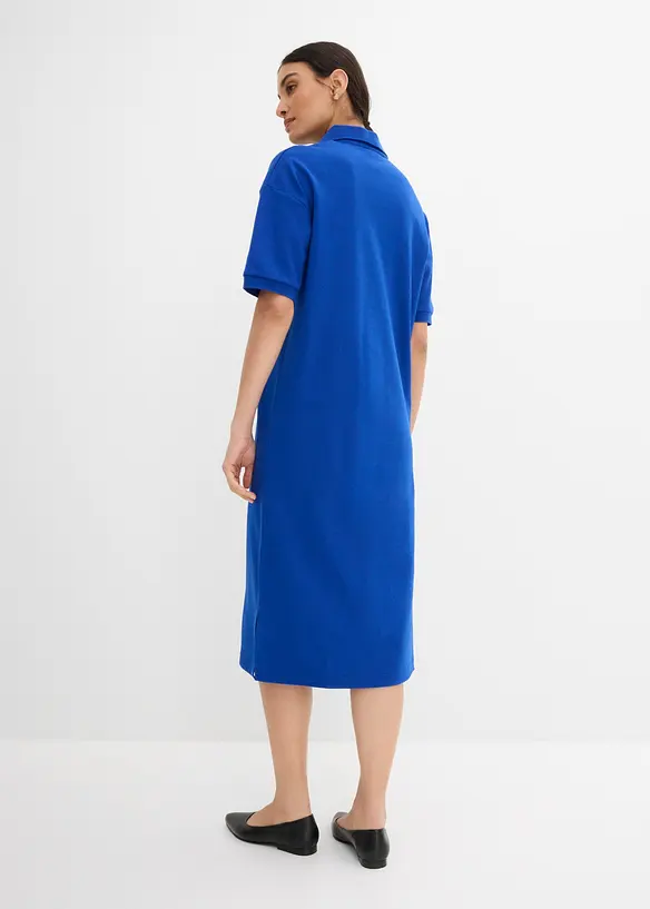 Polo Midikleid aus reiner Bio-Baumwolle in blau von hinten (Totalaufnahme) - bonprix Polo Midikleid aus reiner Bio-Baumwolle in blau von hinten (Totalaufnahme) - bonprix